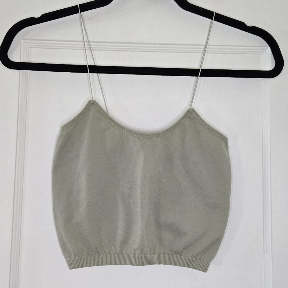 Poof NY Gray Thin Strapped Crop Top - Women's Small/Medium